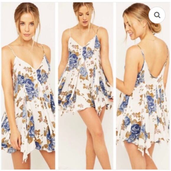Free People Intimately Floral Strappy Mini Dress Sz M Boho Romantic Coquette - Picture 1 of 10
